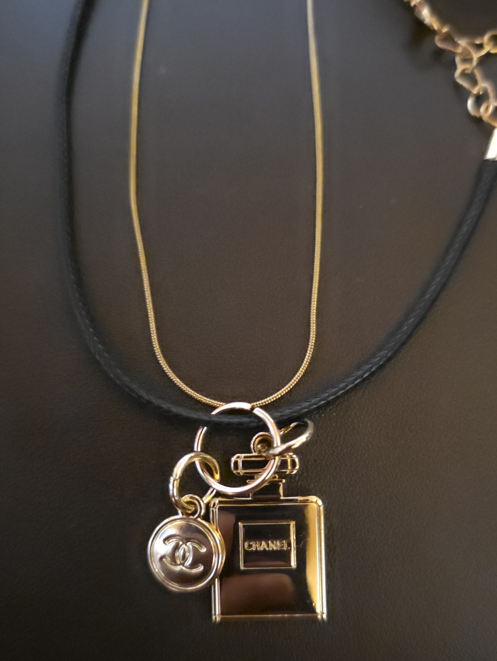 Chanel Christmas Charm W/ Free Necklace on Black Wax Leather Cord Plus - Picture 5 of 5